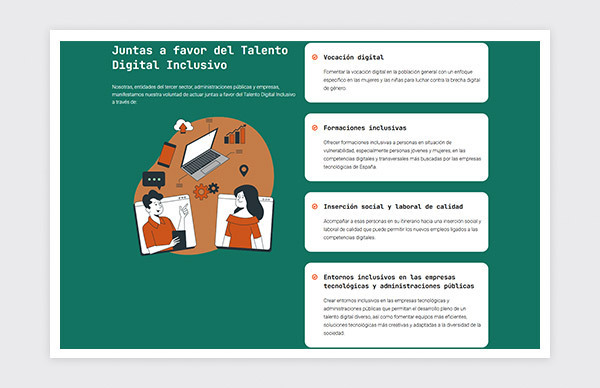 Página de manifiesto de la web de Talento Digital Inclusivo